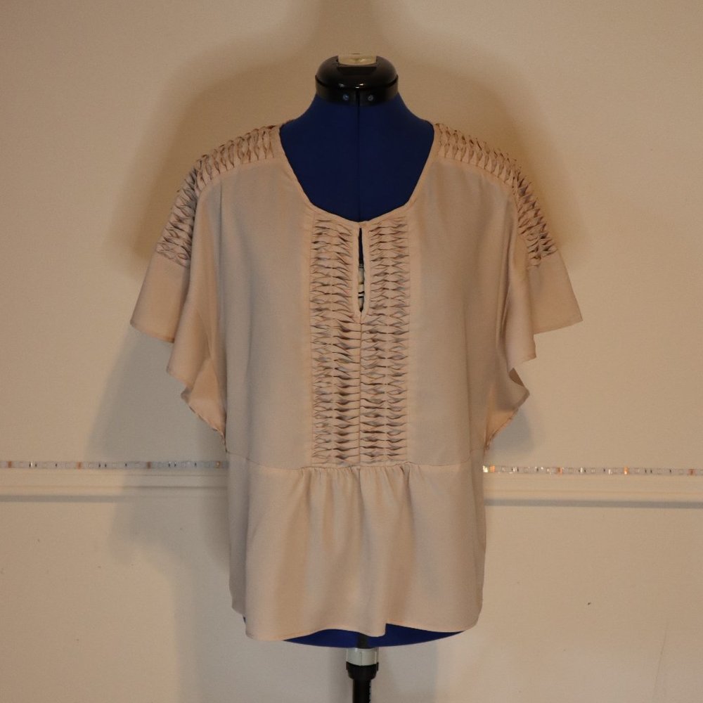 Daniel Rainn cream/tan ruffle blouse